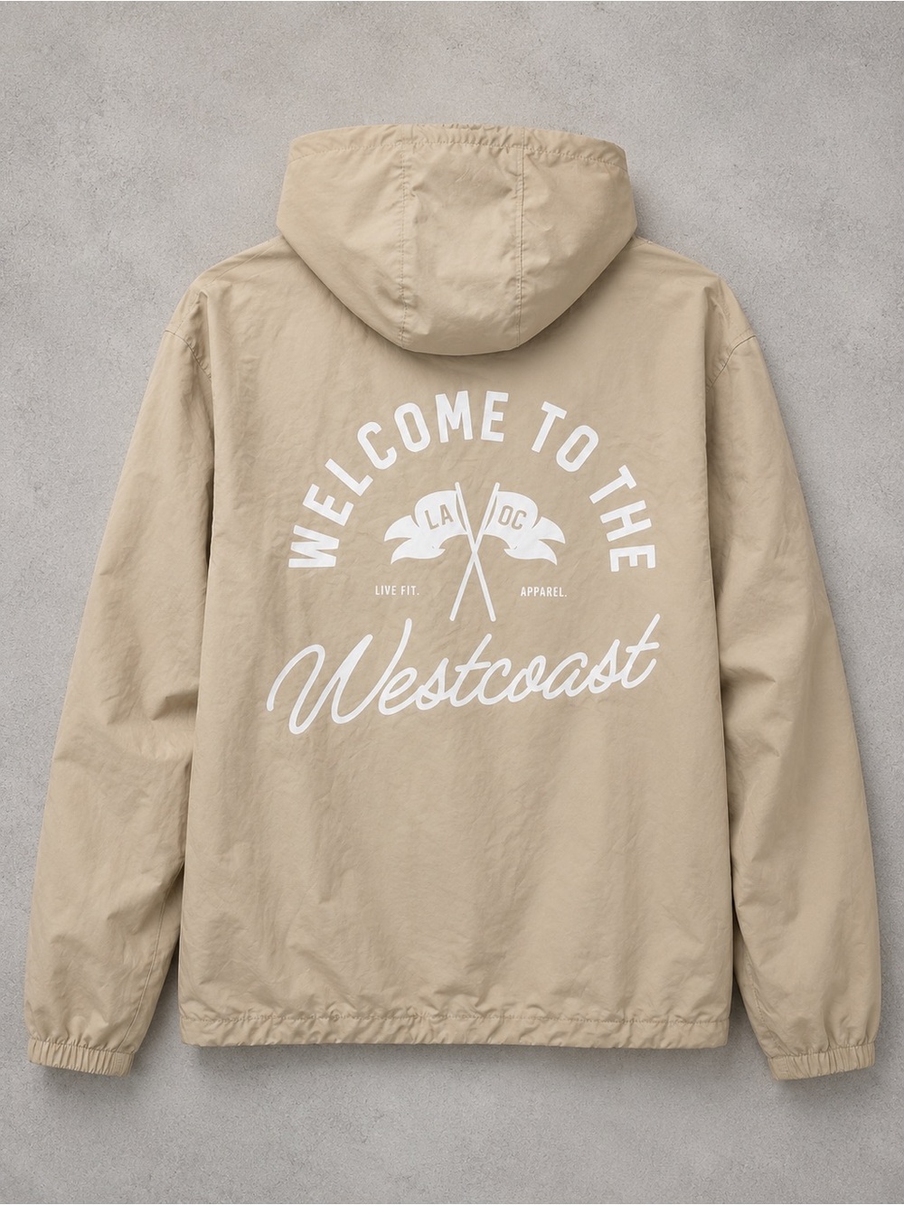 Welcome To The West Coast Live Fit Windbreaker Zip Up Hoodie Jacket Size Medium
